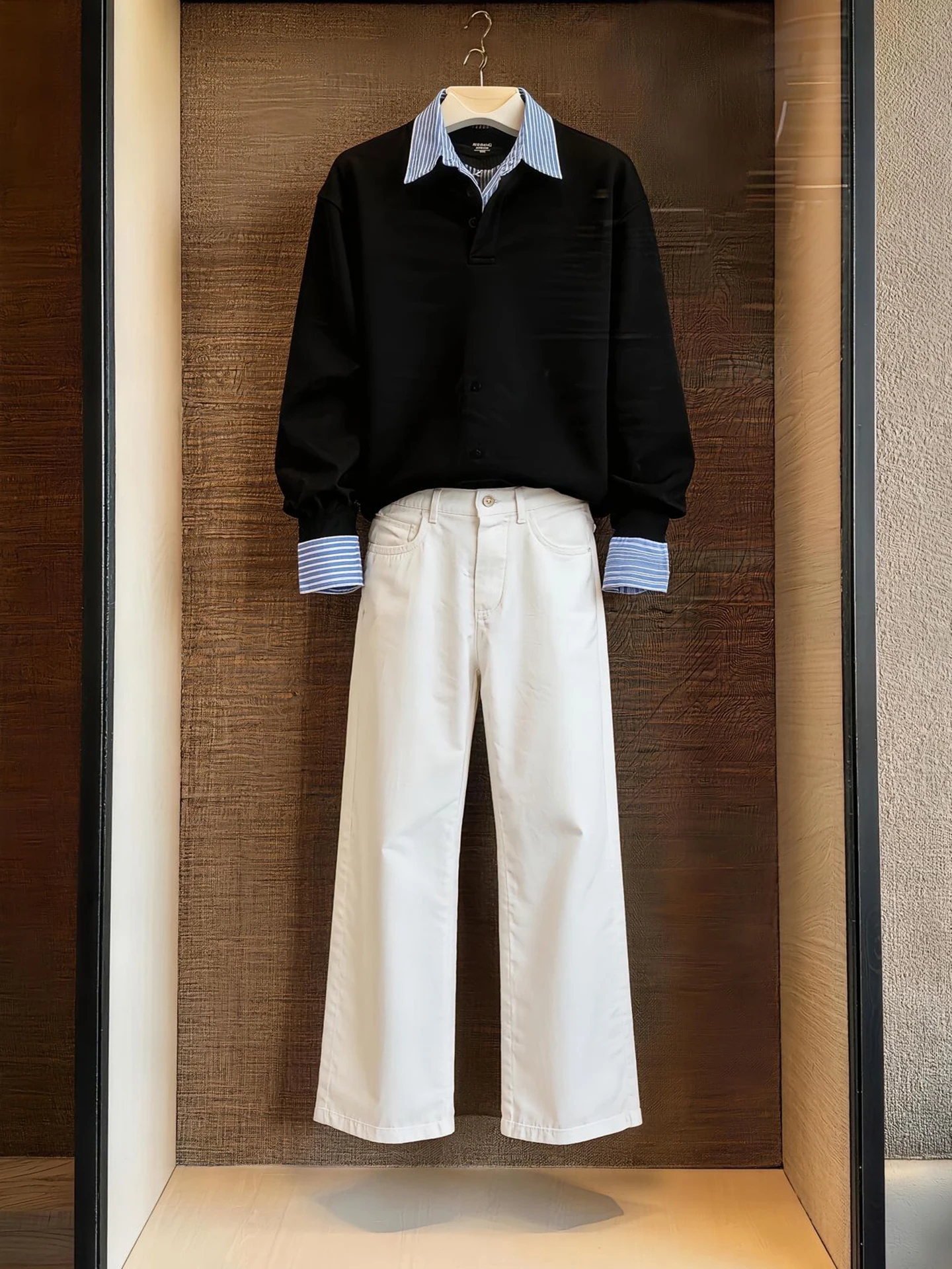 

White Straight Leg Men's Jeans mid Waist Knife Lift Tummy Slimming Lengthening Spring Faion Casual Wear Resistant