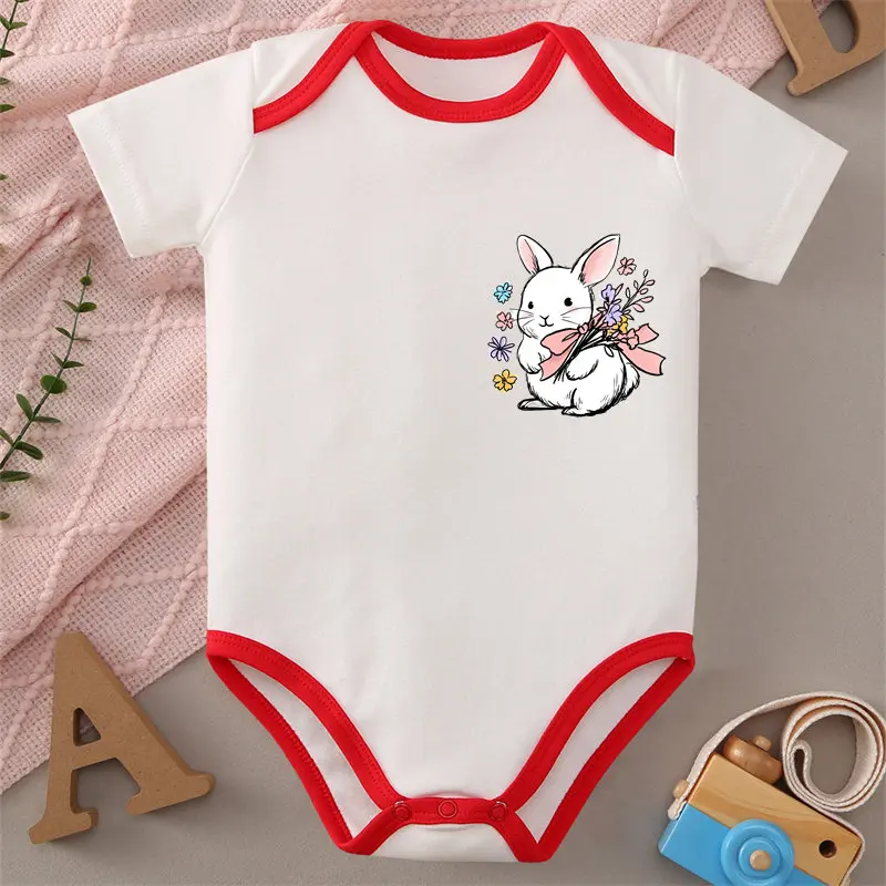 Pure Cotton Onesie I Love My Baby/ Hello Bunny Print Bodysuit Comfortable Cloth for Baby Jumpsuit for 0 To 12 Months Newborn