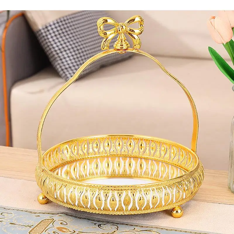 

Metal Storage Tray Living Room Creative Mirror Surface Snack Tray Candy Tray Fruit Trays Household Miscellaneous Storage Trays