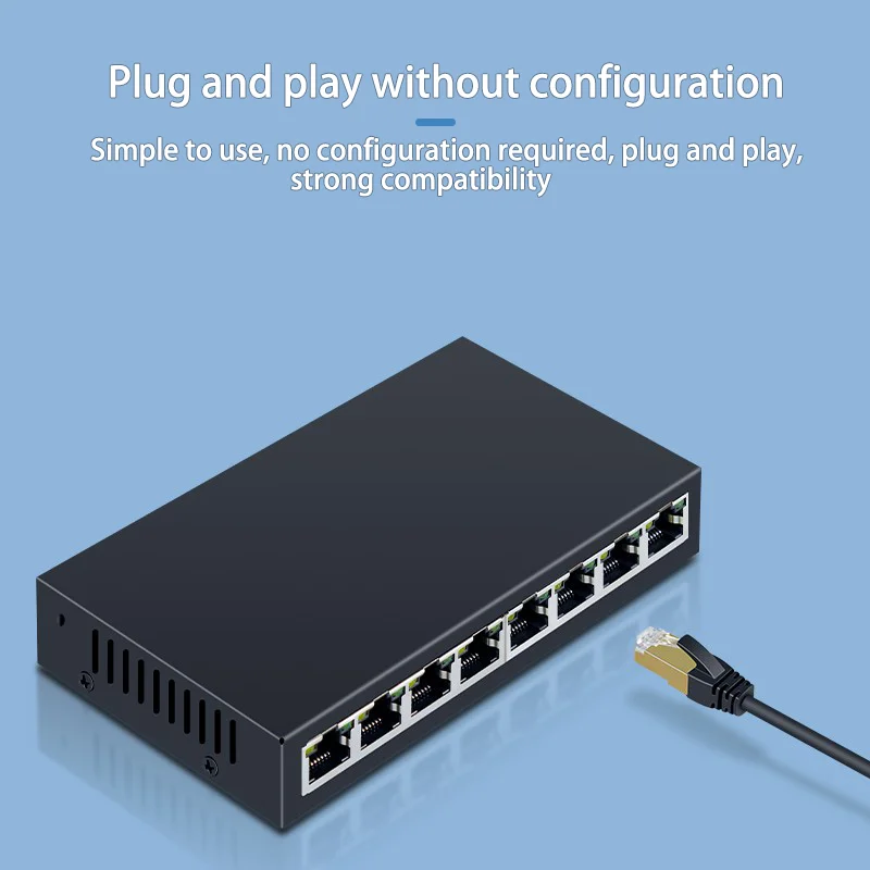 8port Gigabit Switcht 100/1000mbps Gigabit Switch Enterprise-grade Switch, Monitoring Network Cable Splitter, Metal Body