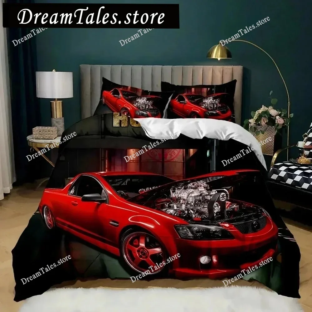 

Race Car Duvet Cover Set King Queen Twin Size Red Flame Comforter Cover 3D Sport Car Theme for Boys Girl Polyester Bedding Set36
