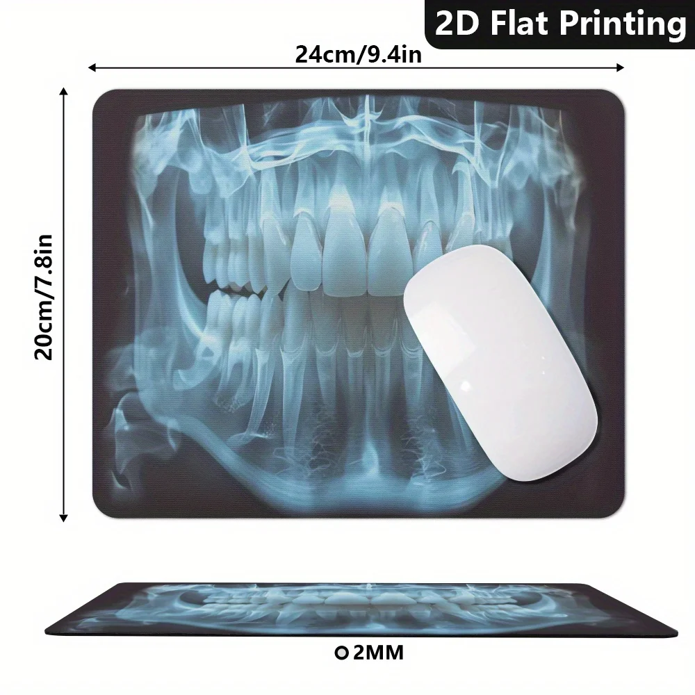 Dental X-Ray Large Gaming Mouse Pad XXL Teeth Skeleton Print Desk Mat for Dentist Office
