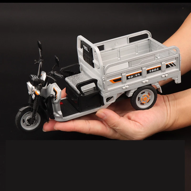 

1:12 Electric Tricycle Models Car Toys Alloy Diecast Motorcycle Metal Body Sound Light Pull Back Toy Gifts for Kids B367