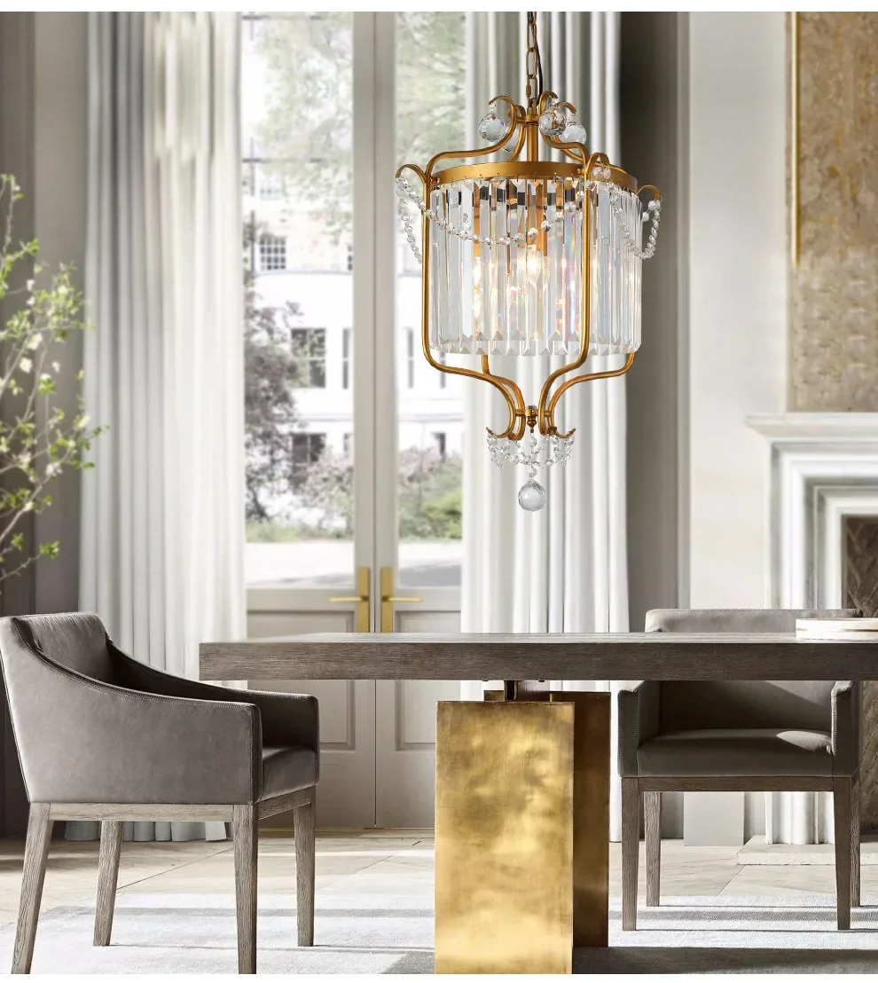 American style country porch single head crystal retro iron bedroom dining hall corridor Europe northern Europe  Chandelier