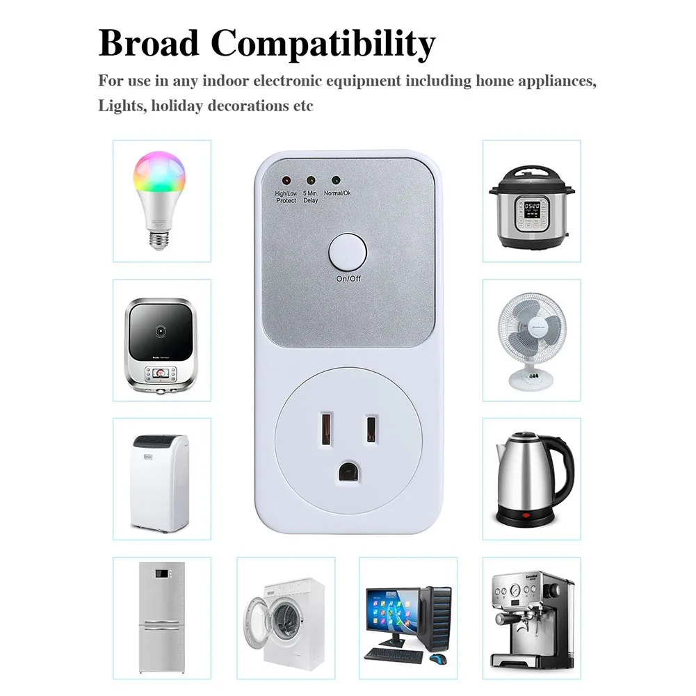 1pc Automatic Voltage Protector Socket Switcher 3680W Temperature Control Protection Household Power Tools Socket Accessories