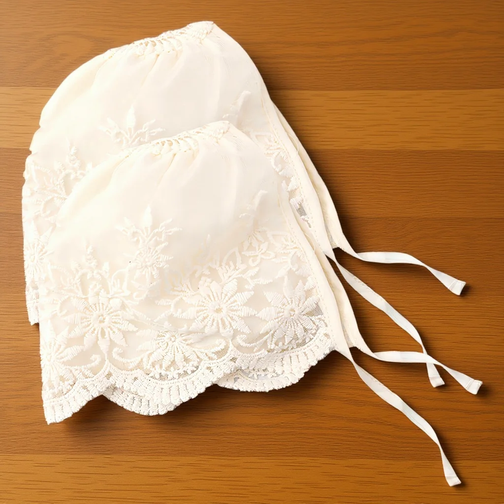 

2Pcs Baby Lace Bonnet Baby Girl Bonnet Newborn Soft Breathable Head Wraps Baptism Dedication Gift Easter Bonnets for Girls