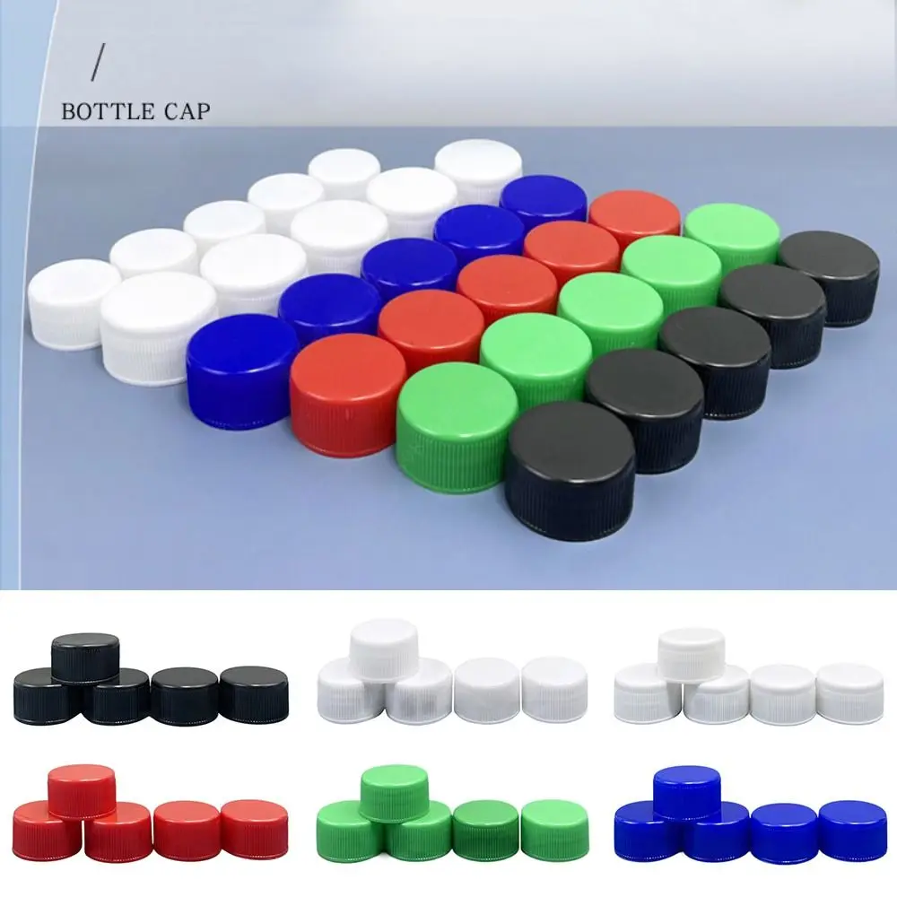 20pcs Circular Plastic Bottle Cap Reusable Multi-purpose Drinking Bottle Cap with Gasket 28mm Screw Bottle Cap