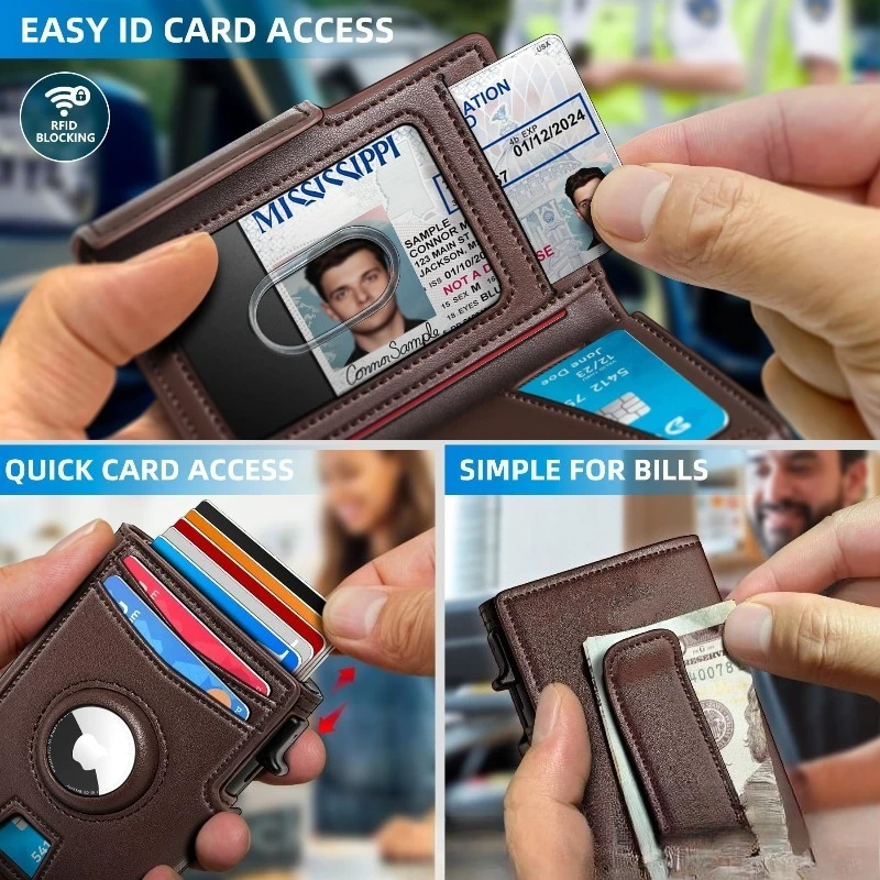 Men's Short Bifold Aluminum Case Wallet, Multi Card Slot Credit Card Holder, Durable Metal Wallet Ideal for Business & Daily Use - view 4