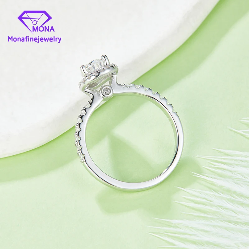 Real 925 Sterling Silver 1CT VVS Pear Shape  DEF Color Moissanite Diamond  Wedding Ring Certificated Lab Diamond Finger Rings