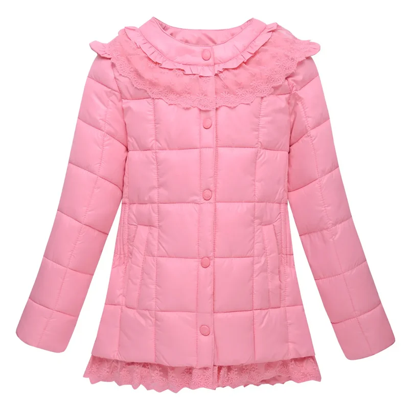 New Children Down Jacket Winter Cotton-Padded Jacket Women's Keep Warm Cotton Coat Girls' Lace Children's Clothing Puffer Coats