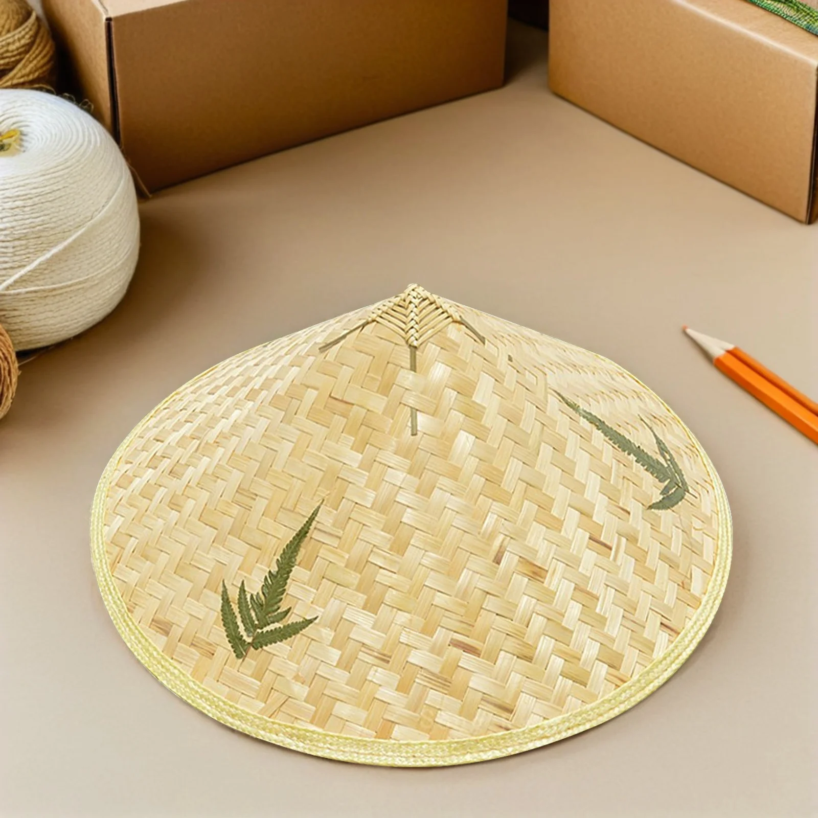 

2Pcs Bamboo Woven Straw Hats Material No Smell Perfect for Children Playing and Home Decor Bamboo Woven Straw Hats
