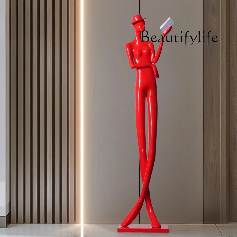 Large floor-to-ceiling portrait decoration large ornament soft decoration reading sculpture artwork