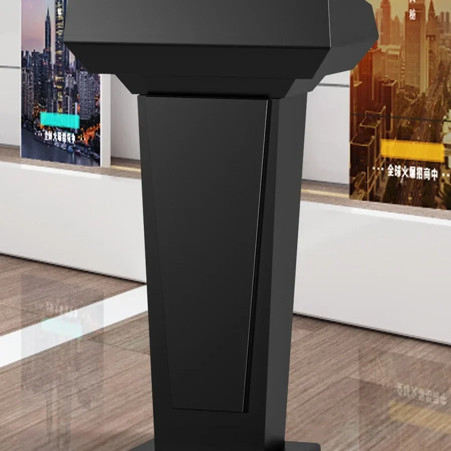 Lecture stand Solid wood meeting room Speech stand White lacquered podium table Front desk Entrance Welcome reception desk