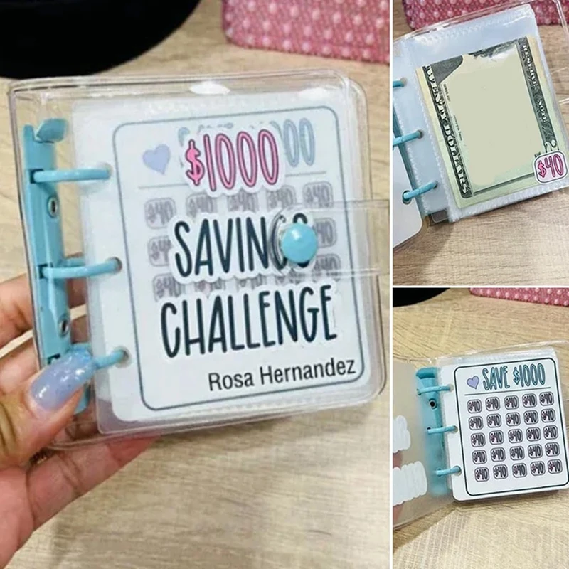 Savings Binder L 1000 Savings Challenge, Reusable Budget Book With Cash Envelopes, Money Binder For Saving