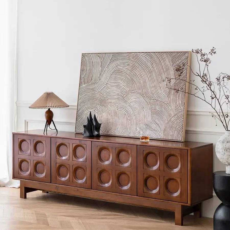 

Nordic expression imported solid wood TV cabinet modern simple modern small apartment living room storage side cabinet medium an