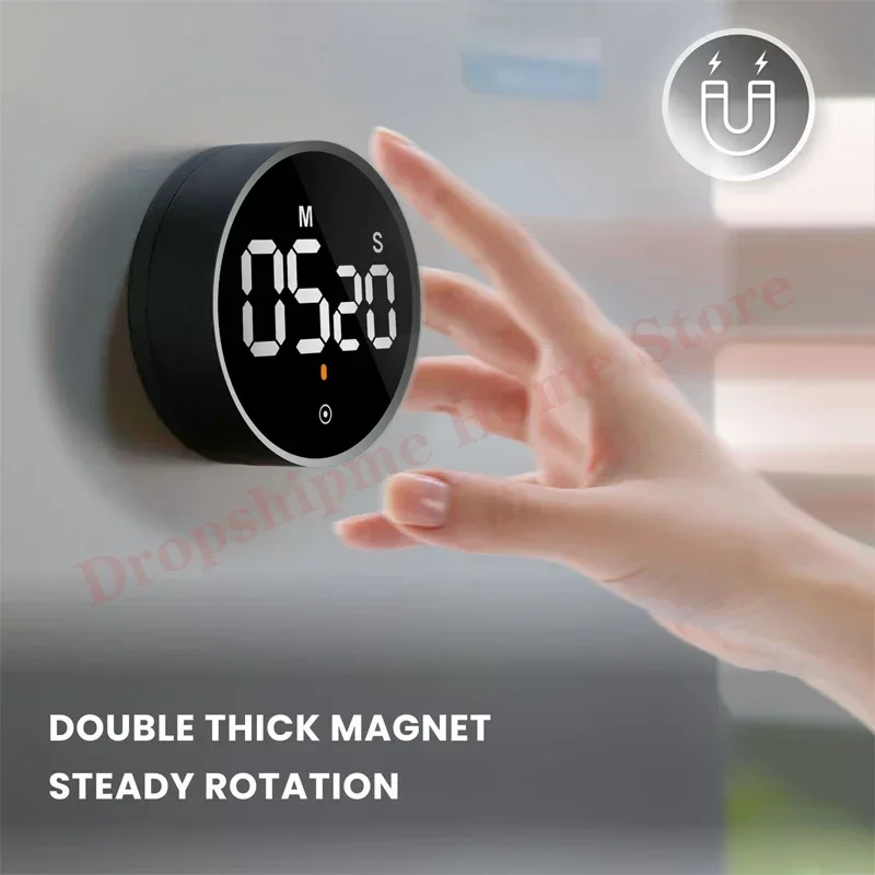 Dropshipme Magnetic Digital Kitchen Timer Kitchen Clock Timer New Rotary Timing LDE Mute Time Manager for Study Sports Cooking