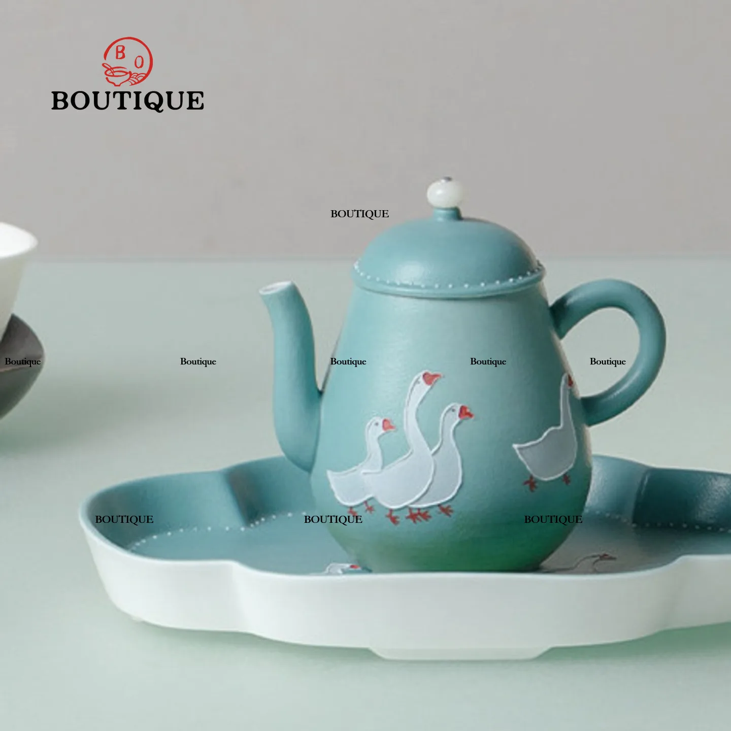 Hand-Painted White Goose Teapot Ceramic Tea Infuser Teapot Chinese Kettle Creative Teapot for Tea Set Pots Yixing Teapots Bowl