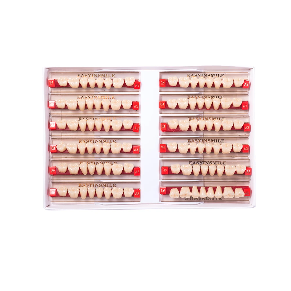 Easyinsmile الأسنان الراتنج الأسنان الاكريليك أسنان الأسنان الأمامية الخلفية العلوي السفلي مجموعة كاملة الظل A1/A2/A3 3/8/16 مجموعات #6