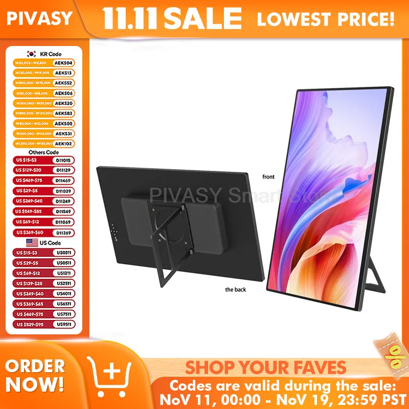 18.5 Inch Wireless/Wire Portable Monitor Smart Screen With 5GHz WiFi For Laptop Phone U Disk Video Playback Multi Screen Display