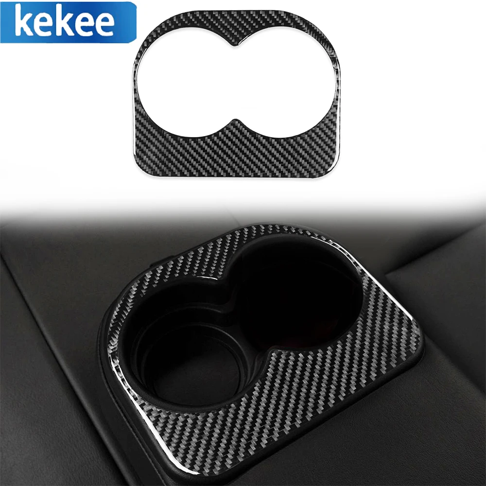 For Chevrolet Impala 2006-2013 Real Carbon Fiber Car Rear Seat Water Cup Holder Cover Trim Sticker Auto Interio Accessories