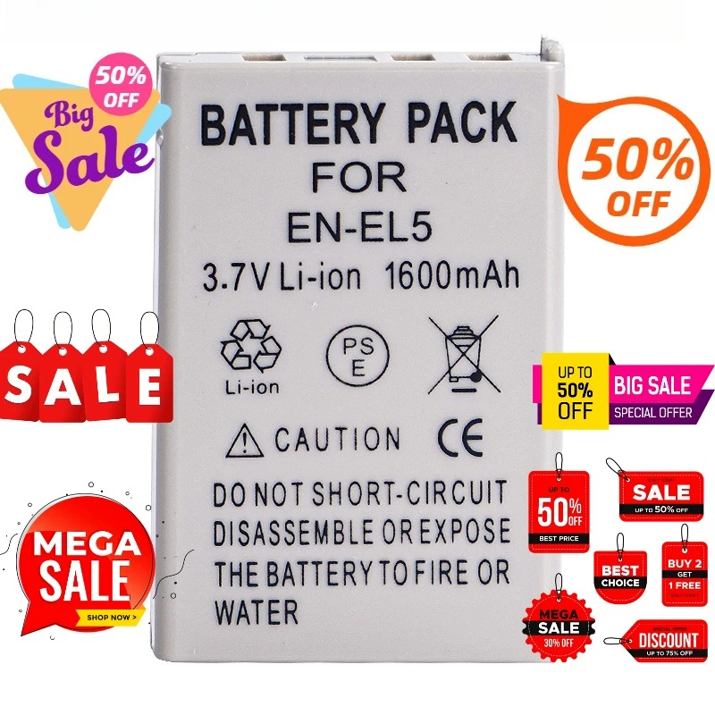 

3.7V 1600MAH EN-EL5 Battery for NIKON Cameras P100 P3 P4 P500 P5100 P520 P530 Camera Batteries