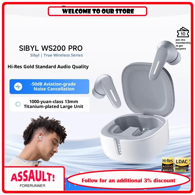 

SIBYL WS200Pro True Wireless Bluetooth Earphones In Ear Hi Res Sound Quality Noise Reduction Long Battery Life