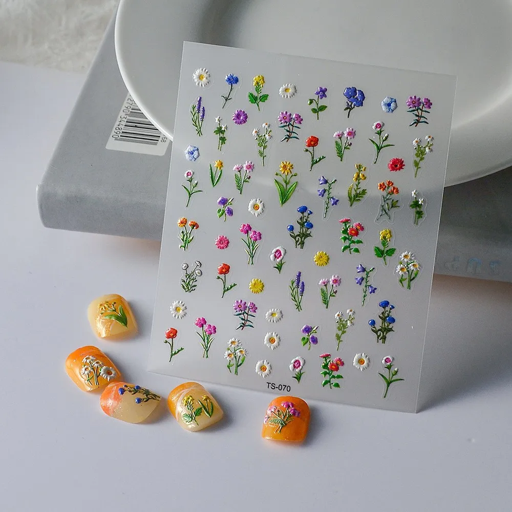 Novo 3d floral 5d encantos do prego adesivos adesivo apoio requintado único alívio decoração da arte do prego adesivos manicure decalques diy