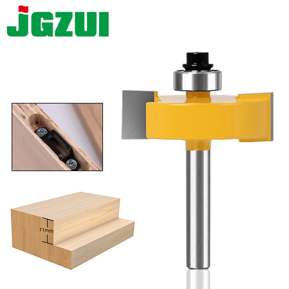 1pcs 6mm 12mm 1/4,1/2inch Shank Rabbeting Bit With Bearings Woodworking Tool T Type Bearings Wood Milling Cutter Router Bits For