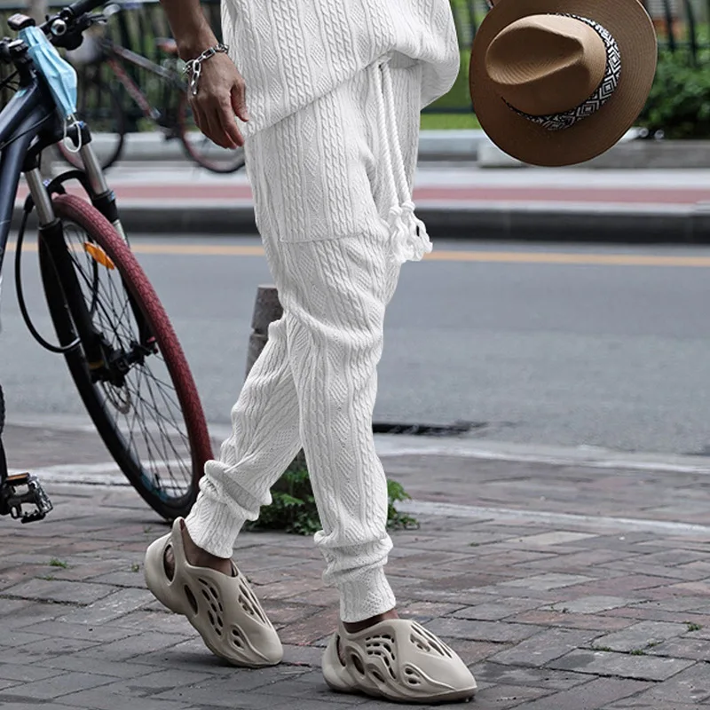 Macacão solto de bolso grande masculino, esportes ao ar livre, calça tática de jogging, moletom elástico na cintura, calça casual pura