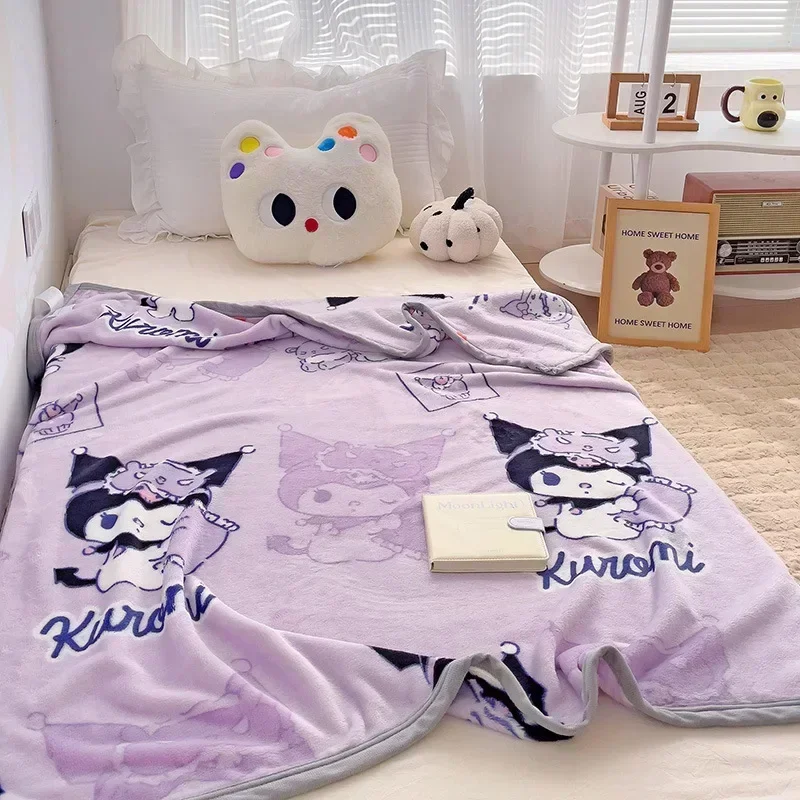 

1*1.5m Sanrio kuromi Plush Blanket Pochacco BedSheet Children Adult Soft Cover Cartoon Aircondition Nap Tippet Fluffy Quilt