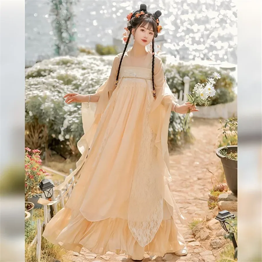 yeshanfu-ドレス女性グラデーション高級刺繍伝統的な中国のヴィンテージ漢服セット女性カーニバルコスプレ衣装
