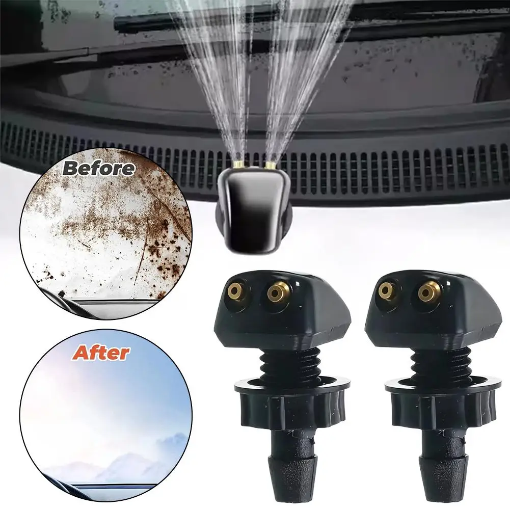 Universal Car Windshield Washer Nozzles Adjustable Dual Brass Jet Fluid Sprayer Replacement Kit Front Window Wiper Nozzle