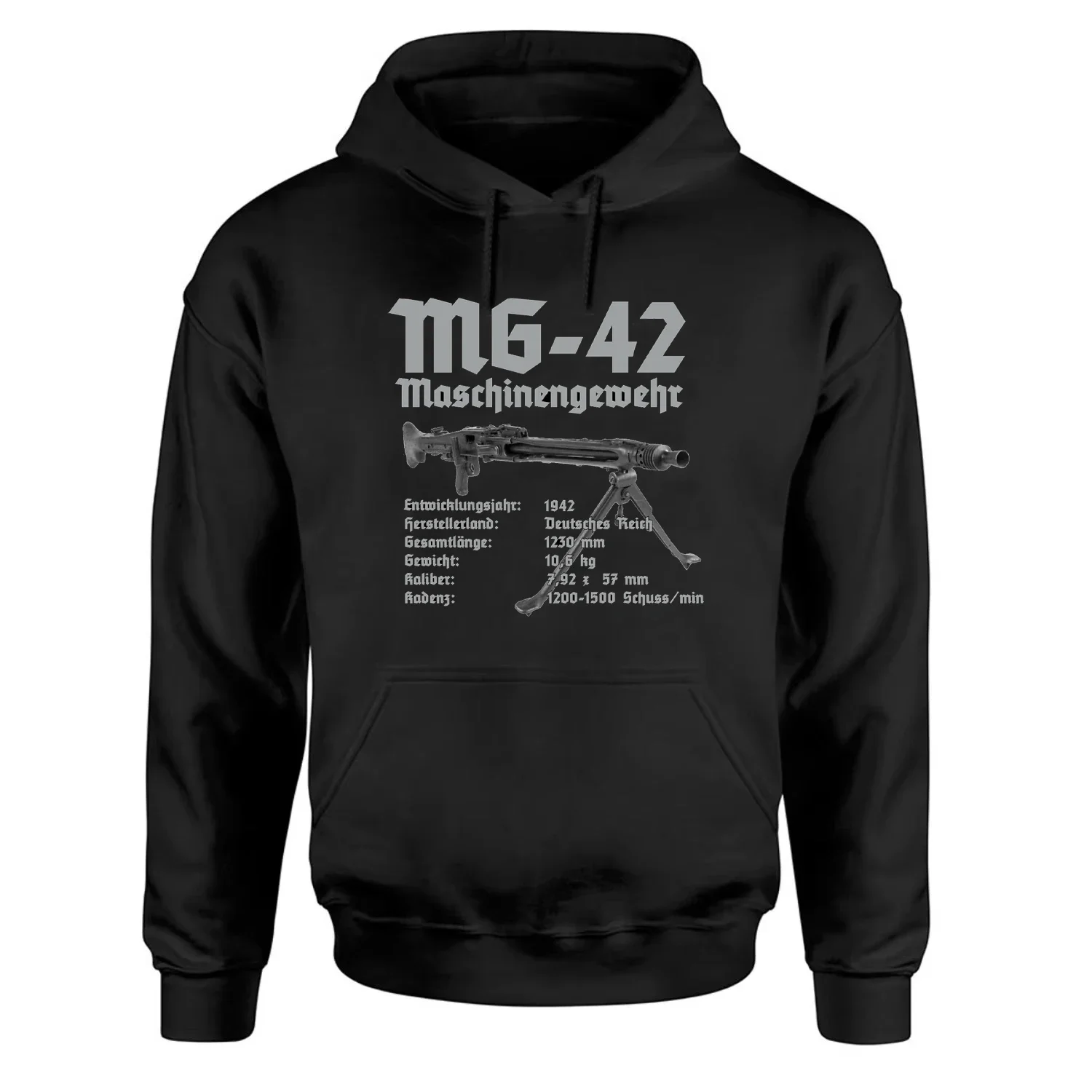 Retro German MG-42 MG42 Machine Gun Infographics Pullover Hoodie New 100% Cotton Comfortable Casual Mens Sweatshirts Streetwear