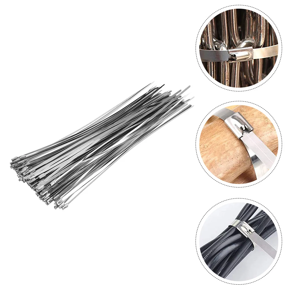 

100 шт. металлических стяжек-хомутов из нержавеющей стали, особо прочные, самоблокирующиеся, для крепления проводов на улице, в саду, на ферме, на крыше, в подвале