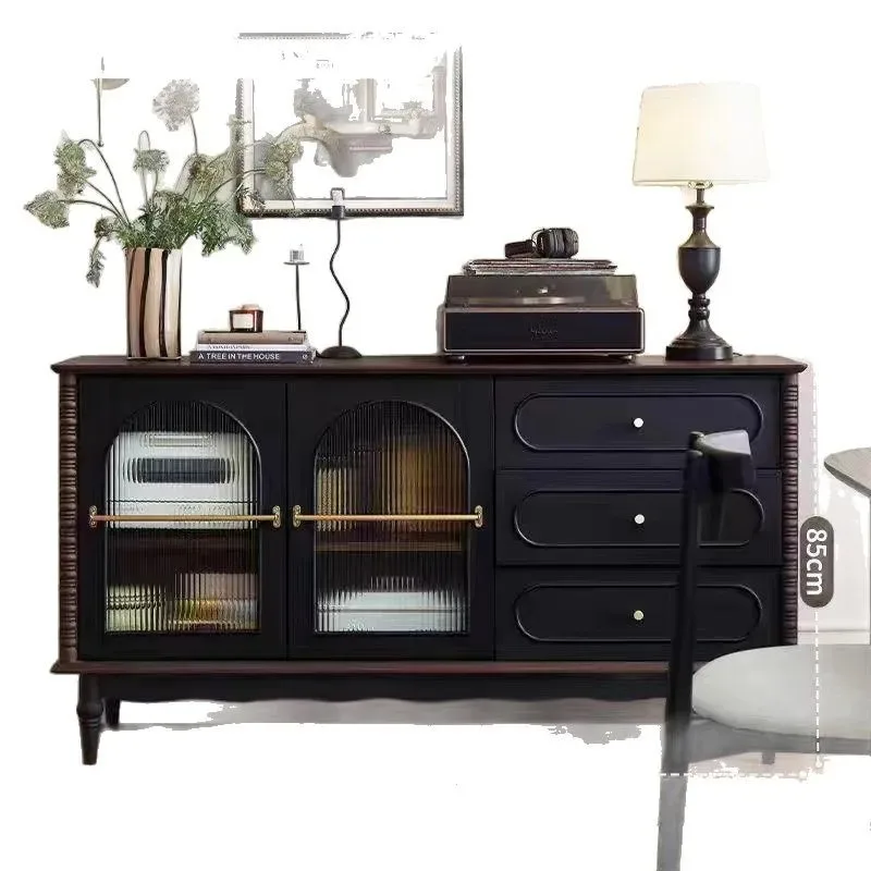 

Solid wood dining room storage storage cabinet American living room tea cabinet Multifunctional integrated against the wall