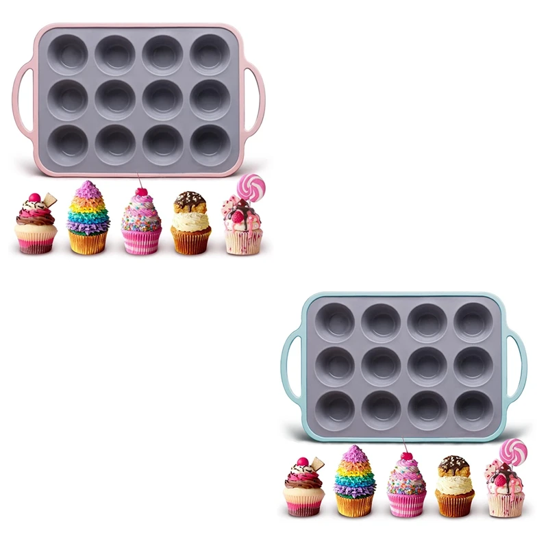 BMBY-Silicone Muffin Pan, Mini Cupcake Pan, Mini Baking Cups, Cupcake Mold For Homemade Muffins, Cupcakes, Frittatas