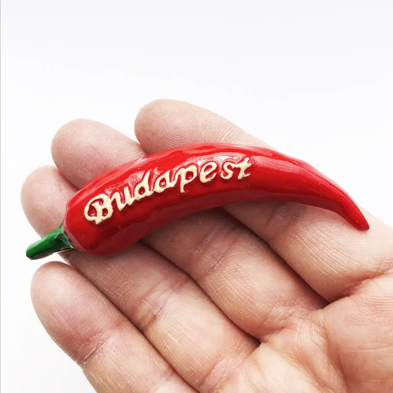 Creative Tourism Commemorative Fridge Sticker, Decorative Crafts, Gift Magnet, Hungary, Hungary, Three-Dimensional, Chili