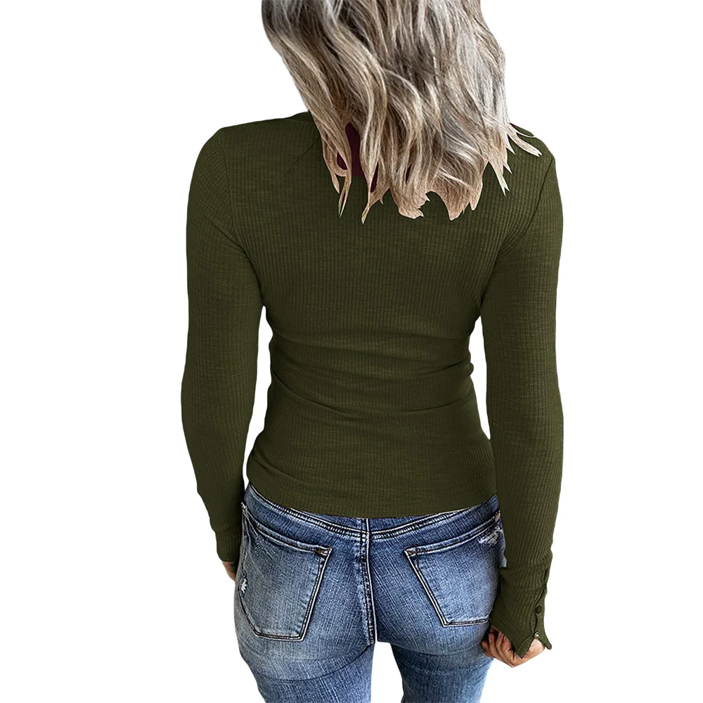 Women Long Sleeve Slim Fitted Tee Shirt Fairy Grunge Top Teen Girls Button Blouse Y2K 90s E-Girl Bottoms Shirt Spring Fall Tops