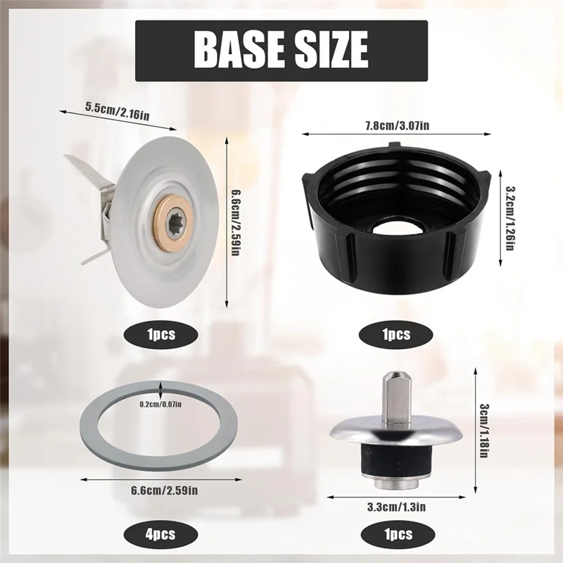 A76G-7Pcs Blender Replacement Parts For Oster, Blender Ice Blade With Jar Base Cap, Accessories For Oster Osterizer Blenders