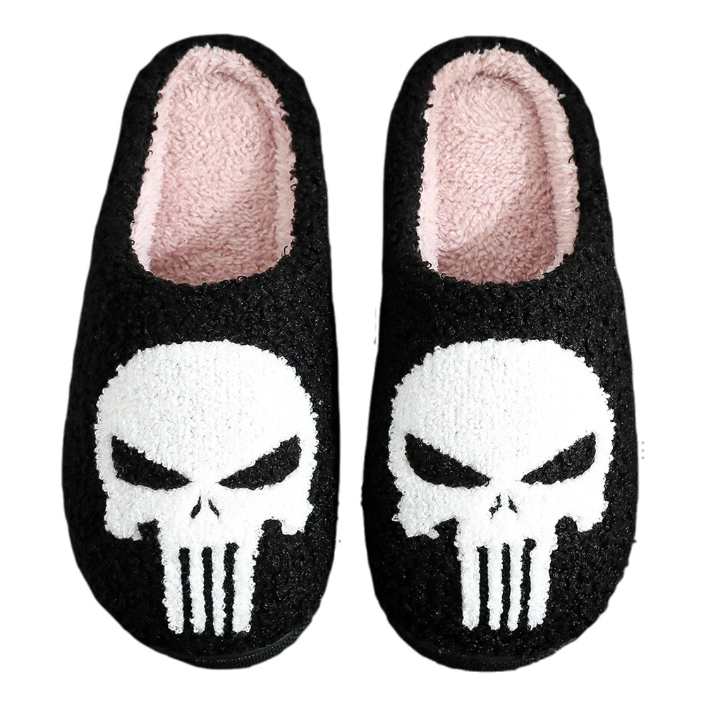 Halloween Skeleton Plush Slippers Closed Toe Slippers Comfortable Thermal Skeleton Slippers Non-Slip for Outdoor Indoor Bedroom