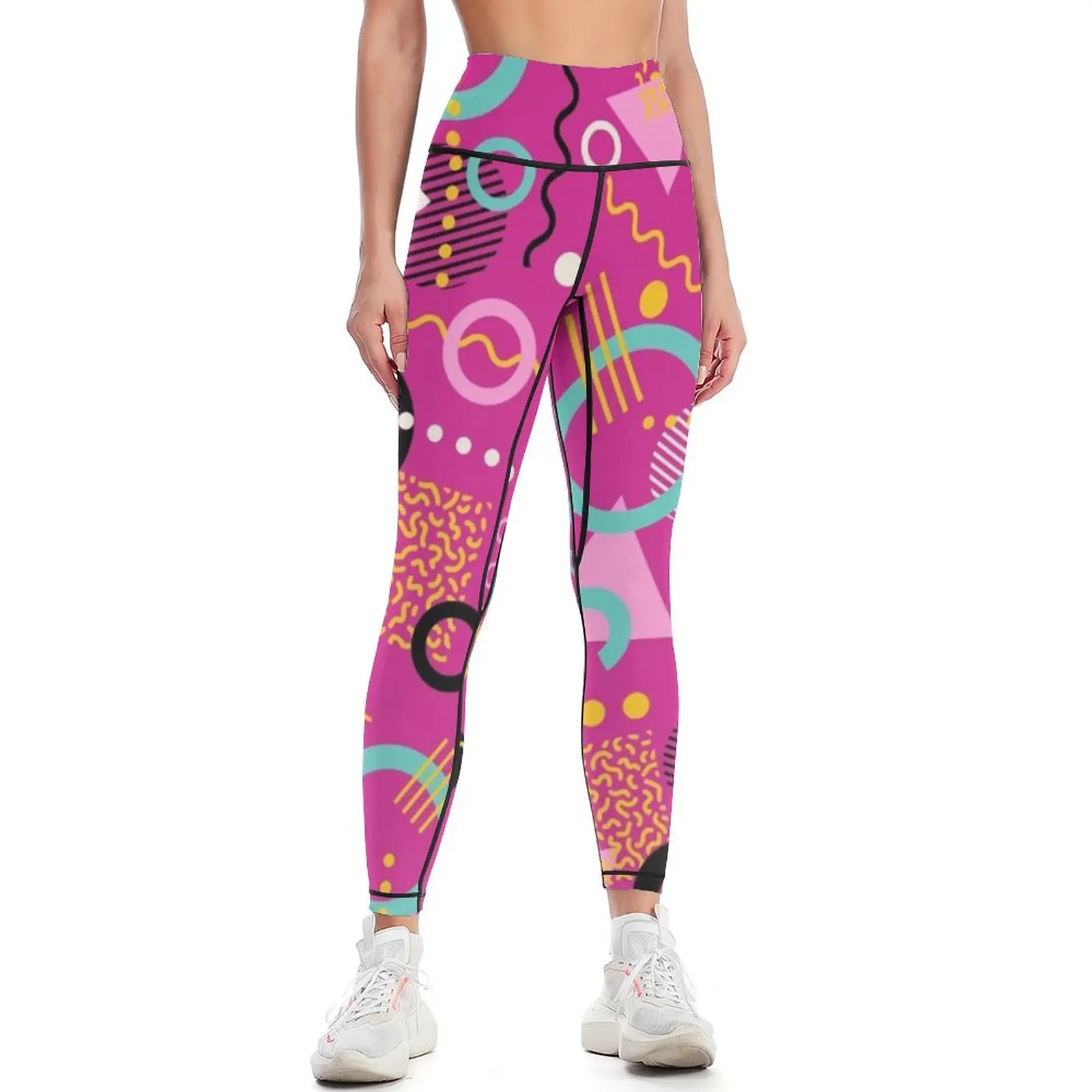 Awful Pink 90's Rug or Wallpaper Leggings flared high waist Womens Leggings