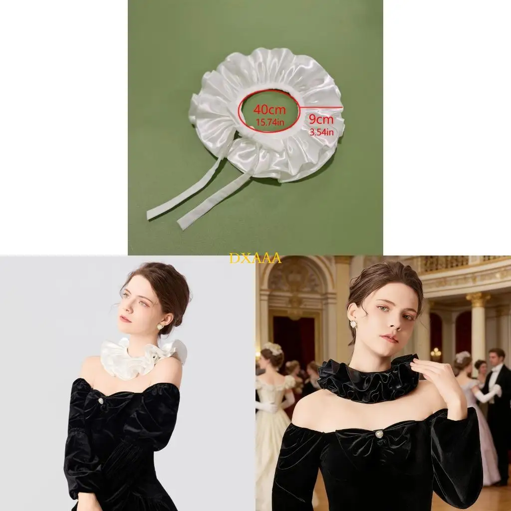 

DXAA Elegant Ruffled Detachable Collar For Women Comfortable Adjustable Faux Collar For Various Occasion Cocktail Event