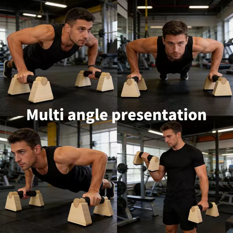 Wooden Push‑up Bar Stands 1pair Push Ups Rack Handstand Parallel Rod Body Building Gym Fitness Training Equipment Home Decor