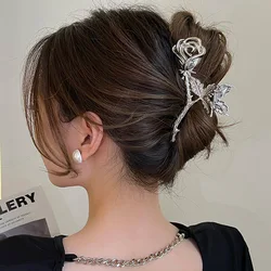 Ruoshui Woman Large Metal Rose Floral Leaf Hair Claw Crab Ladies Barrettes Hairgrip Girls Hair Clips Hairpins Headwear Ornaments