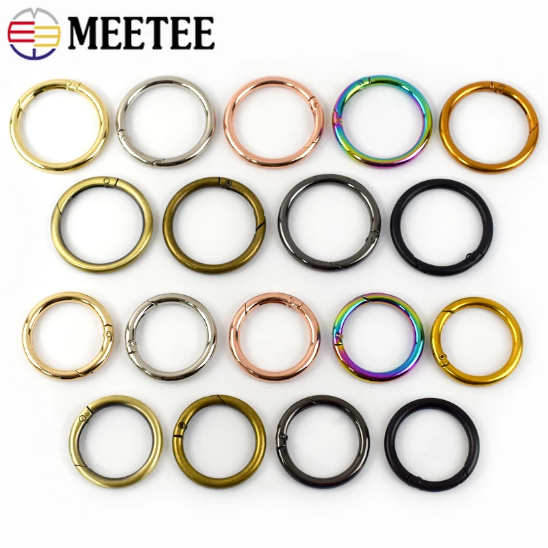 5Pcs Metal Openable O Ring Spring Buckle Round Snap Clip Clasp Carabiner Keychain Handbag Strap Leather Bag Belt Crafts Hardware