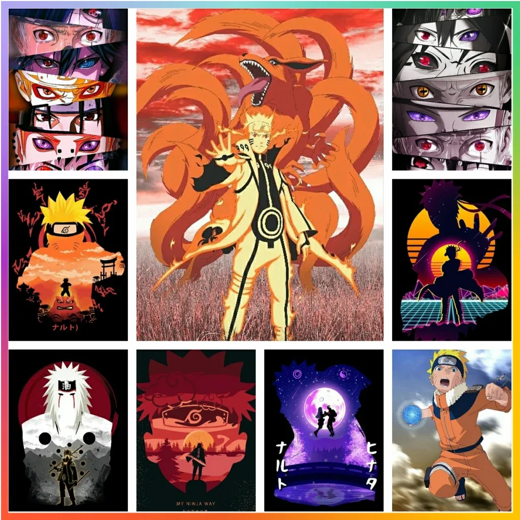 Naruto Anime pintura de diamante Kit de punto de cruz 5D DIY arte mosaico bordado elemento cuadrado imágenes patrón decoración del hogar nuevo 2024