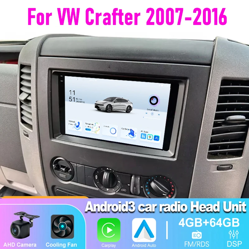 

4+64GB Car Radio For VW Crafter 2007-2016 Apple Carplay Android Auto Stereo Video Head Unit GPS WIFI