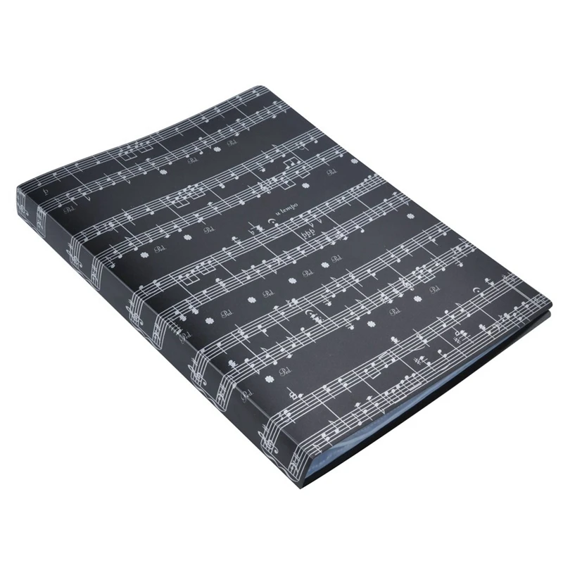 Black Music Sheet File Paper Storage Folder Documents Holder Blank Sheet Files Plastic A4 Size 40 Pockets (Music Sheet Black)