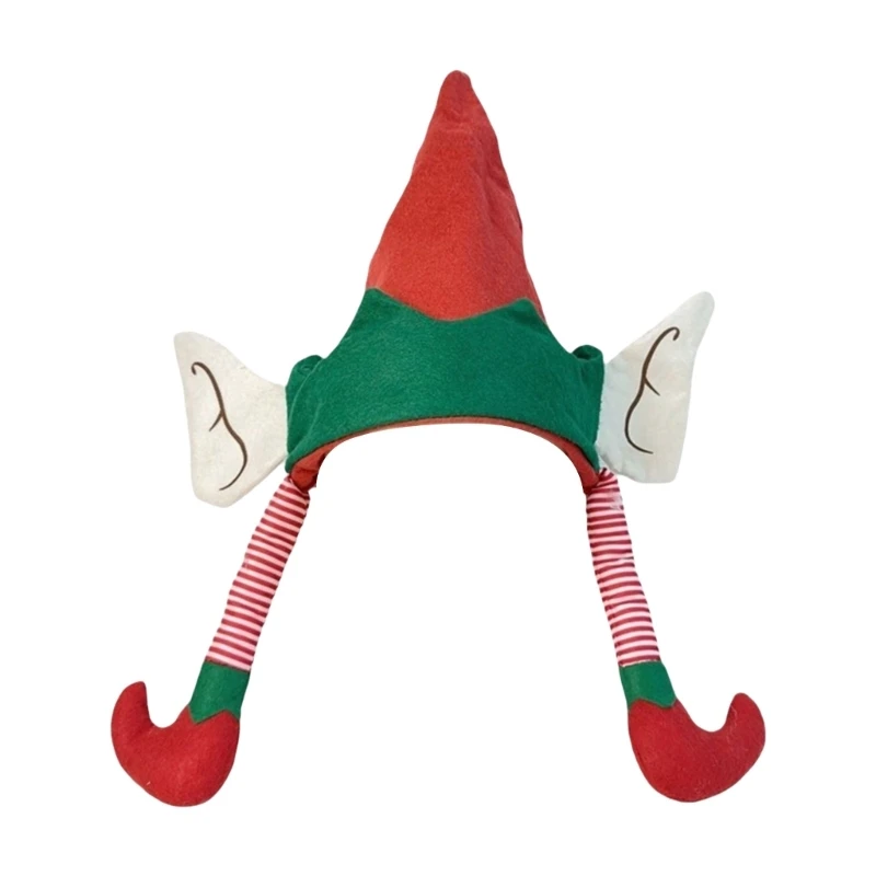 Cheerful Elf Hat with Ear Cosplay Hat Slouch Christmas Headwear Baggy Hat Slouch Mischievous Elf