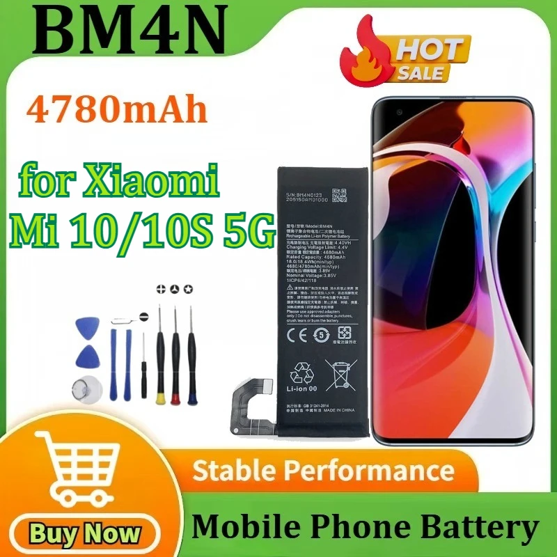 

Новый аккумулятор BM4N 4780 мАч для Xiaomi Mi 10/10S 5G, высококачественные сменные аккумуляторы для мобильных телефонов + инструменты